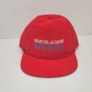VTG Ama Pro Samual Adams Boston Ale 100% Nylon Red Snapback Adjustable Hat 1980s